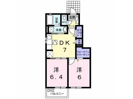 アフィニティII(2DK/1階)の間取り写真