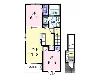 ラフォレスタシエロ LA FORESTA CIELO(2LDK/2階)の間取り写真