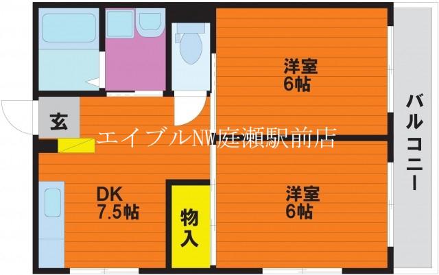 オレンジマンション(2DK/3階)の間取り写真