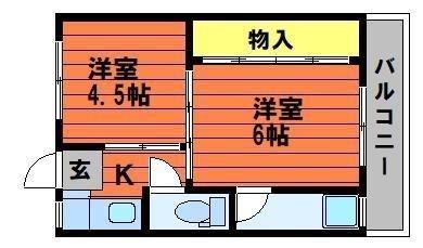 ソラーナ川辺 II(2K/4階)の間取り写真