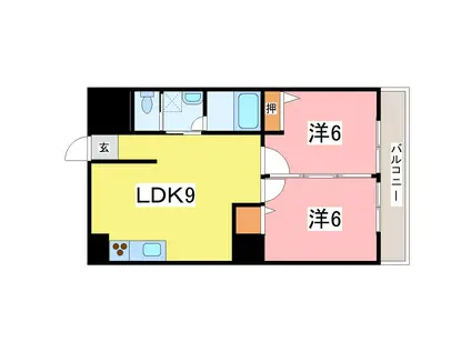 カトオテヨセビル(2LDK/3階)の間取り写真