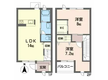 シャーメゾンあざみ野(2LDK/1階)の間取り写真