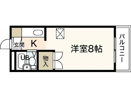 パインハウスII(ワンルーム/1階)の間取り写真