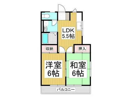 ハイツオアシス(2DK/1階)の間取り写真