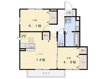 アクエリアス(2LDK/1階)の間取り写真