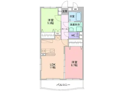ファイン石上(2LDK/1階)の間取り写真