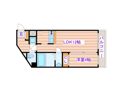 フェリシダ東仙台(1LDK/2階)の間取り写真