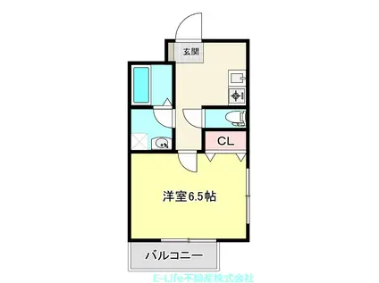 グリーンヒル黒髪(1K/1階)の間取り写真