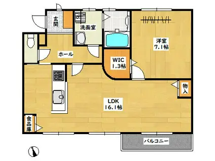 豊川東光ハイツ(1LDK/1階)の間取り写真