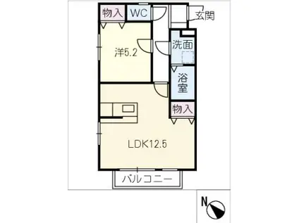 トスカーナ I(1LDK/1階)の間取り写真
