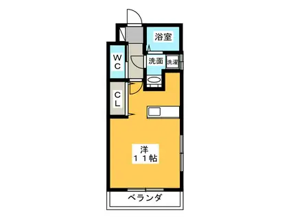 エトワール(ワンルーム/1階)の間取り写真