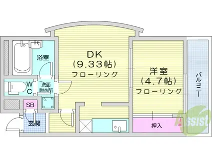 ロイヤルヒルズ柳生Ⅱ(1LDK/3階)の間取り写真