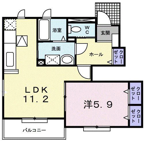 サウス・ウィンド II(1LDK/1階)の間取り写真