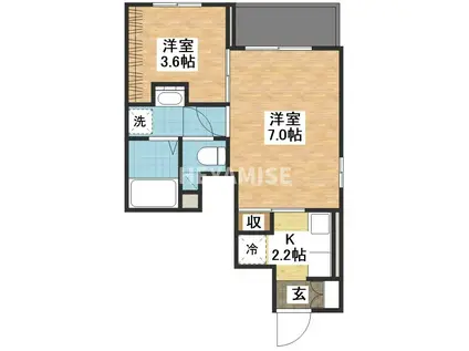 プリムローズB(1SK/1階)の間取り写真