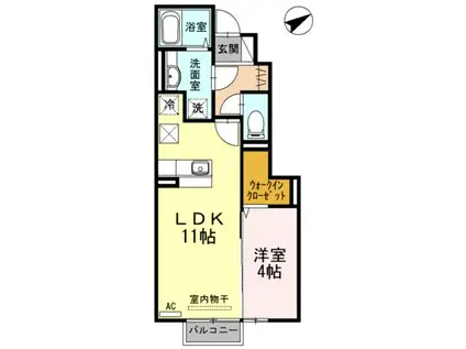 リッシュ沢田(1LDK/1階)の間取り写真