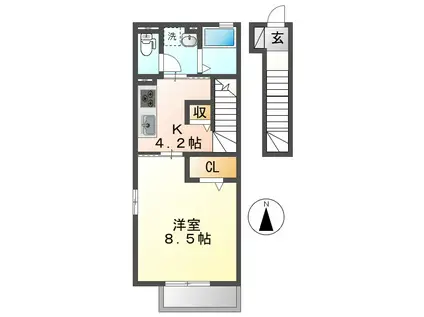 アデランテ(1K/2階)の間取り写真