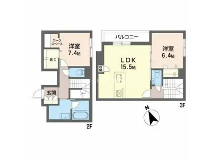 ベルフィオーレK(2LDK/2階)の間取り写真