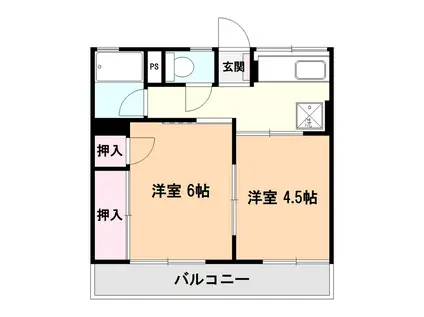 シティハイム シェモアA(2K/2階)の間取り写真