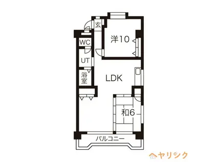 エステート若葉(2LDK/4階)の間取り写真