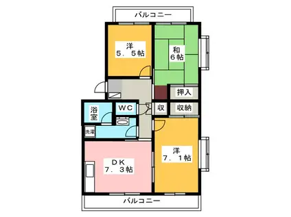 サニーコート(3DK/1階)の間取り写真