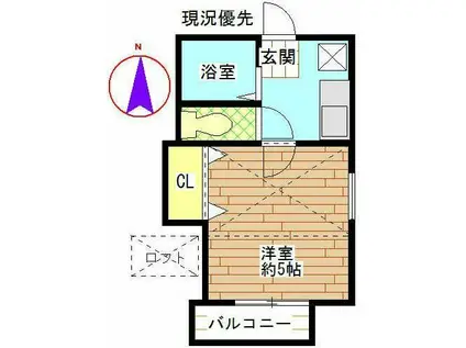キャトルセゾン陽光台(1K/2階)の間取り写真