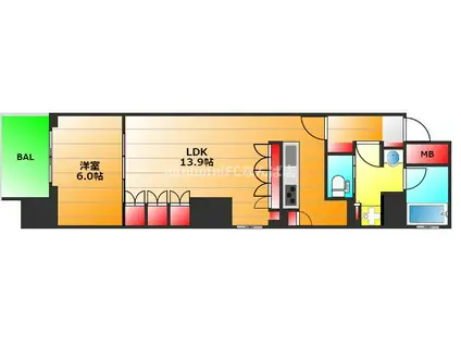 リーガル南久宝寺II(1LDK/2階)の間取り写真