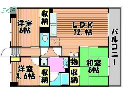 ロビニエ豊成(3LDK/5階)の間取り写真