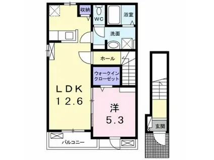パーシモンII(1LDK/2階)の間取り写真