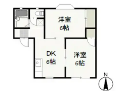 ニューハウンA棟(2DK/1階)の間取り写真