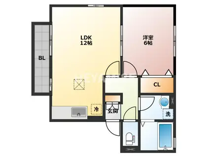 ヴィクトワールK-III(1LDK/1階)の間取り写真