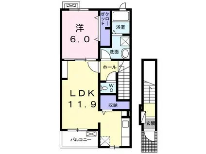 さくら1(1LDK/2階)の間取り写真