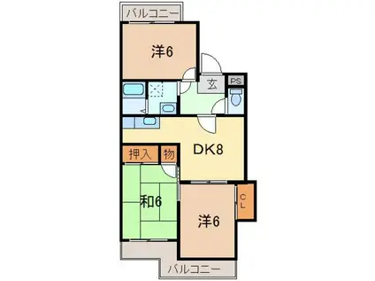 コーポ中山C(3DK/1階)の間取り写真
