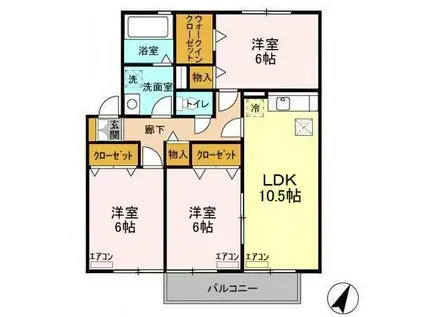 ファミーユつくばABC(3LDK/1階)の間取り写真