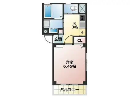 ラジアル大成(1K/3階)の間取り写真