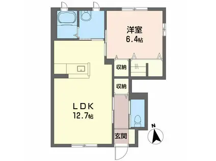 花ポート(1LDK/1階)の間取り写真