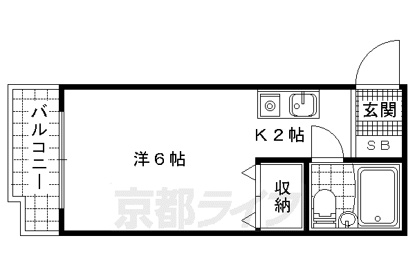 プルシャン山科(1K/3階)の間取り写真