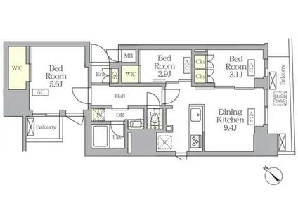 S-RESIDENCE日本橋馬喰町AERE(3DK/5階)の間取り写真