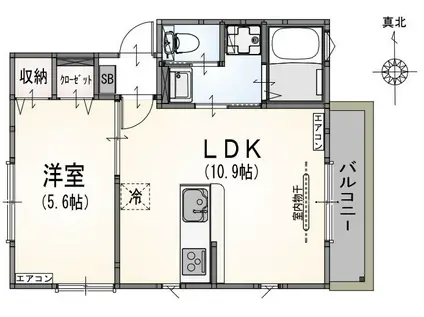 サンライズ大山II(1LDK/2階)の間取り写真