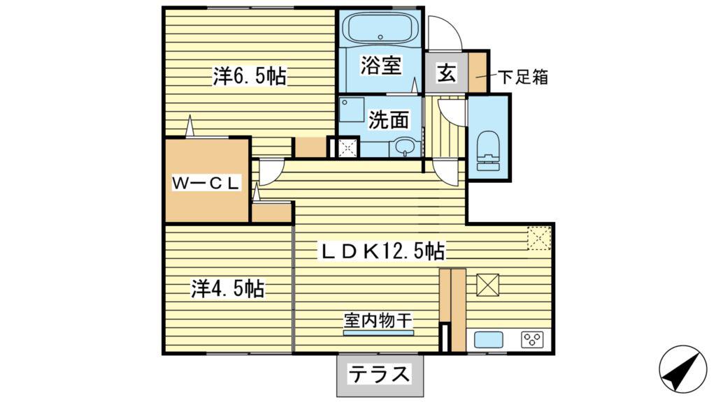 メゾンドハーモニーⅢ(2LDK/1階)の間取り写真