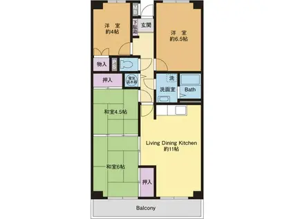 ライオンズマンション厚木(4LDK/4階)の間取り写真