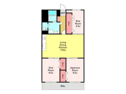 ＪＲ京浜東北線 蕨駅 徒歩14分 9階建 築50年(3LDK/7階)の間取り写真