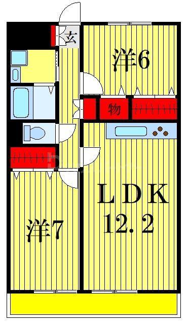 KAZU市川(2LDK/1階)の間取り写真