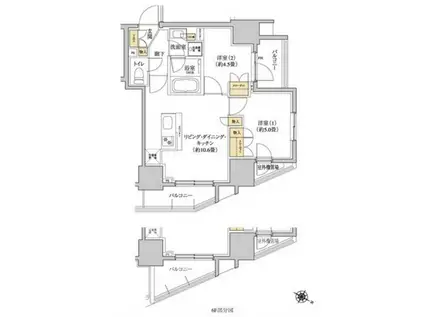 グレーシアフィット三軒茶屋(2LDK/9階)の間取り写真