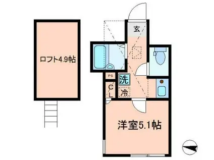 シエール江北(1K/1階)の間取り写真