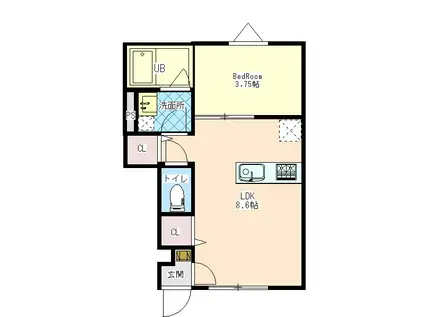 ELF妻鳥(1LDK/1階)の間取り写真