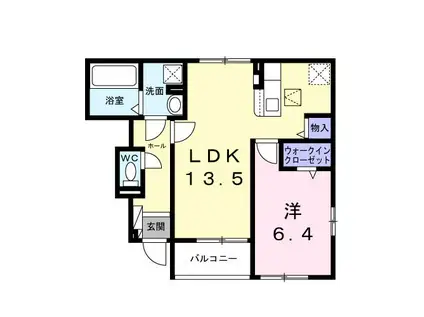 サンライズ・MITO B(1LDK/1階)の間取り写真