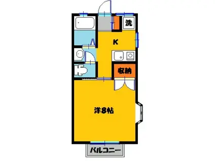 グリーンウッドII(1K/2階)の間取り写真