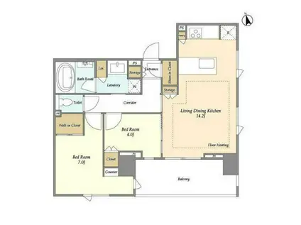 Mトリアノン(2LDK/8階)の間取り写真