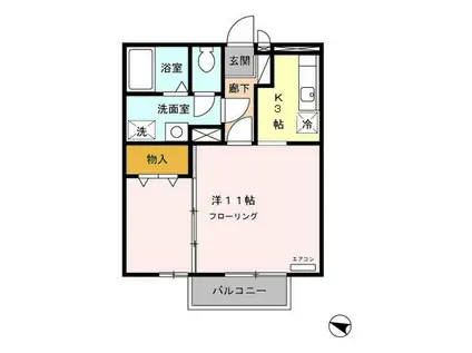エンジェル湘南(1K/1階)の間取り写真