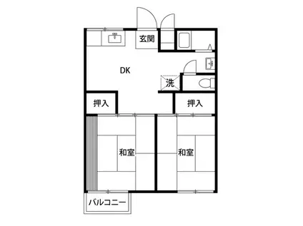 コーポ緑ヶ丘A(2DK/2階)の間取り写真